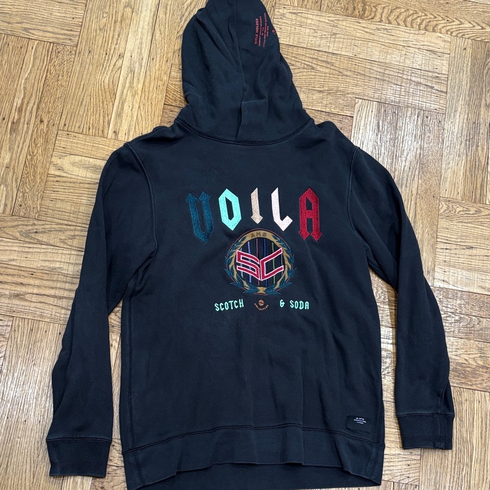Scotch & Soda Black Hoodie with Colorful Logo